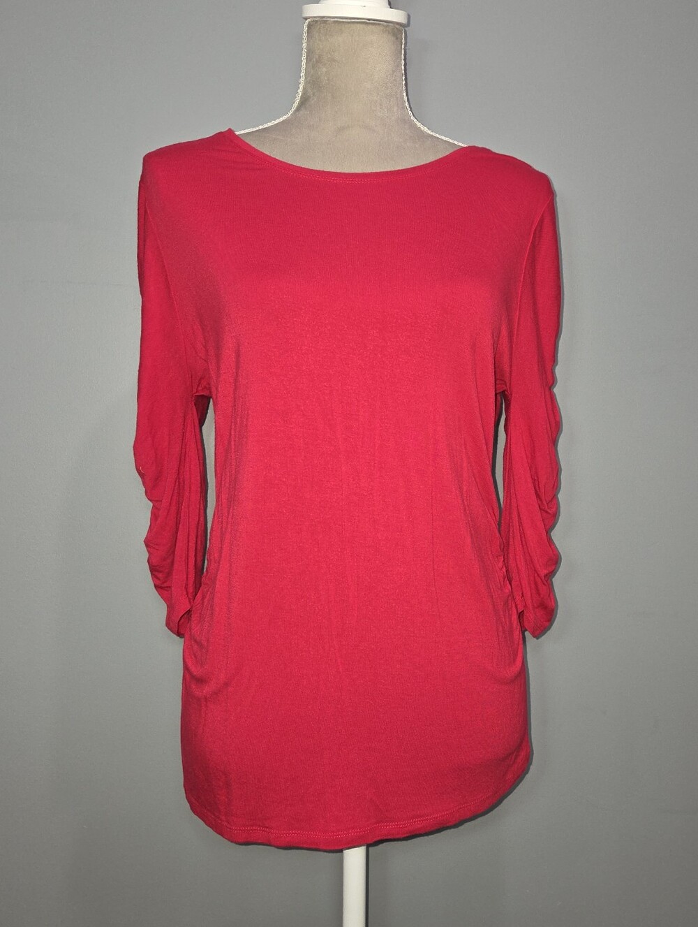 Chaus Bright Pink Long Sleeve Boat Neck Tunic Top